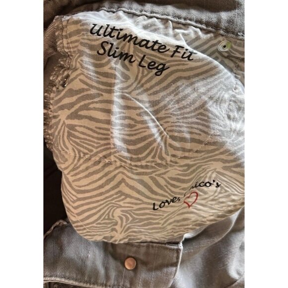 Chico’s Platinum Denim Jeans Gray Silver Soft Cropped Capri Jeans Women’s Sz 0 - Picture 12 of 15